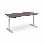 Elev8 Luxe Straight Sit-Stand Desk 1600mm x 800mm - Silver Frame Walnut Top EVL-1600-S-W