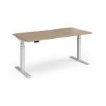 Elev8 Luxe Straight Sit-Stand Desk 1600mm x 800mm - White Frame Kendal Oak Top EVL-1600-WH-KO