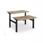 Elev8 Luxe Sit-Stand Back-To-Back Desks 1200mm x 800mm - Black Frame Kendal Oak Top EVLB-1200-K-KO