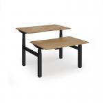Elev8 Luxe Sit-Stand Back-To-Back Desks 1200mm x 800mm - Black Frame Oak Top EVLB-1200-K-O