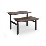 Elev8 Luxe Sit-Stand Back-To-Back Desks 1200mm x 800mm - Black Frame Walnut Top EVLB-1200-K-W