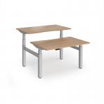 Elev8 Luxe Sit-Stand Back-To-Back Desks 1200mm x 800mm - Silver Frame Beech Top EVLB-1200-S-B