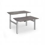 Elev8 Luxe Sit-Stand Back-To-Back Desks 1200mm x 800mm - Silver Frame Grey Oak Top EVLB-1200-S-GO