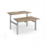 Elev8 Luxe Sit-Stand Back-To-Back Desks 1200mm x 800mm - Silver Frame Kendal Oak Top EVLB-1200-S-KO