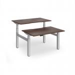 Elev8 Luxe Sit-Stand Back-To-Back Desks 1200mm x 800mm - Silver Frame Walnut Top EVLB-1200-S-W