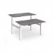 Elev8 Luxe Sit-Stand Back-To-Back Desks 1200mm x 800mm - White Frame Grey Oak Top EVLB-1200-WH-GO