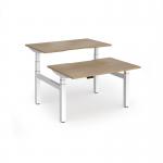 Elev8 Luxe Sit-Stand Back-To-Back Desks 1200mm x 800mm - White Frame Kendal Oak Top EVLB-1200-WH-KO