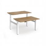 Elev8 Luxe Sit-Stand Back-To-Back Desks 1200mm x 800mm - White Frame Oak Top EVLB-1200-WH-O