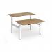 Elev8 Luxe Sit-Stand Back-To-Back Desks 1200mm x 800mm - White Frame Oak Top EVLB-1200-WH-O