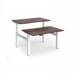 Elev8 Luxe Sit-Stand Back-To-Back Desks 1200mm x 800mm - White Frame Walnut Top EVLB-1200-WH-W