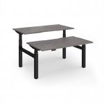 Elev8 Luxe Sit-Stand Back-To-Back Desks 1400mm x 800mm - Black Frame Grey Oak Top EVLB-1400-K-GO