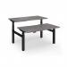 Elev8 Luxe Sit-Stand Back-To-Back Desks 1400mm x 800mm - Black Frame Grey Oak Top EVLB-1400-K-GO