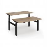 Elev8 Luxe Sit-Stand Back-To-Back Desks 1400mm x 800mm - Black Frame Kendal Oak Top EVLB-1400-K-KO