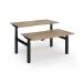 Elev8 Luxe Sit-Stand Back-To-Back Desks 1400mm x 800mm - Black Frame Kendal Oak Top EVLB-1400-K-KO