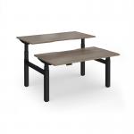 Elev8 Luxe Sit-Stand Back-To-Back Desks 1400mm x 800mm - Black Frame Nebraska Oak Top EVLB-1400-K-NO