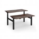 Elev8 Luxe Sit-Stand Back-To-Back Desks 1400mm x 800mm - Black Frame Walnut Top EVLB-1400-K-W