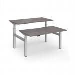 Elev8 Luxe Sit-Stand Back-To-Back Desks 1400mm x 800mm - Silver Frame Grey Oak Top EVLB-1400-S-GO