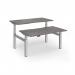 Elev8 Luxe Sit-Stand Back-To-Back Desks 1400mm x 800mm - Silver Frame Grey Oak Top EVLB-1400-S-GO