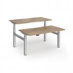 Elev8 Luxe Sit-Stand Back-To-Back Desks 1400mm x 800mm - Silver Frame Kendal Oak Top EVLB-1400-S-KO