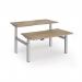 Elev8 Luxe Sit-Stand Back-To-Back Desks 1400mm x 800mm - Silver Frame Kendal Oak Top EVLB-1400-S-KO