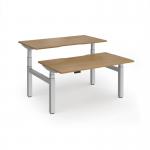 Elev8 Luxe Sit-Stand Back-To-Back Desks 1400mm x 800mm - Silver Frame Oak Top EVLB-1400-S-O