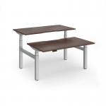 Elev8 Luxe Sit-Stand Back-To-Back Desks 1400mm x 800mm - Silver Frame Walnut Top EVLB-1400-S-W