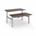 Elev8 Luxe Sit-Stand Back-To-Back Desks 1400mm x 800mm - Silver Frame Walnut Top EVLB-1400-S-W