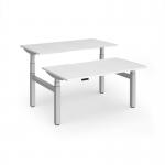 Elev8 Luxe Sit-Stand Back-To-Back Desks 1400mm x 800mm - Silver Frame White Top EVLB-1400-S-WH