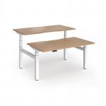 Elev8 Luxe Sit-Stand Back-To-Back Desks 1400mm x 800mm - White Frame Beech Top EVLB-1400-WH-B