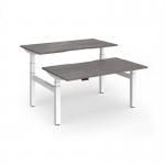 Elev8 Luxe Sit-Stand Back-To-Back Desks 1400mm x 800mm - White Frame Grey Oak Top EVLB-1400-WH-GO