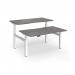Elev8 Luxe Sit-Stand Back-To-Back Desks 1400mm x 800mm - White Frame Grey Oak Top EVLB-1400-WH-GO