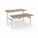 Elev8 Luxe Sit-Stand Back-To-Back Desks 1400mm x 800mm - White Frame Kendal Oak Top EVLB-1400-WH-KO