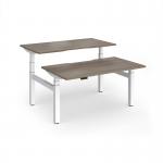 Elev8 Luxe Sit-Stand Back-To-Back Desks 1400mm x 800mm - White Frame Nebraska Oak Top EVLB-1400-WH-NO