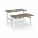 Elev8 Luxe Sit-Stand Back-To-Back Desks 1400mm x 800mm - White Frame Nebraska Oak Top EVLB-1400-WH-NO