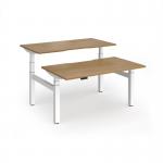 Elev8 Luxe Sit-Stand Back-To-Back Desks 1400mm x 800mm - White Frame Oak Top EVLB-1400-WH-O