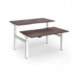Elev8 Luxe Sit-Stand Back-To-Back Desks 1400mm x 800mm - White Frame Walnut Top EVLB-1400-WH-W