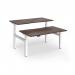 Elev8 Luxe Sit-Stand Back-To-Back Desks 1400mm x 800mm - White Frame Walnut Top EVLB-1400-WH-W