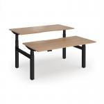 Elev8 Luxe Sit-Stand Back-To-Back Desks 1600mm x 800mm - Black Frame Beech Top EVLB-1600-K-B
