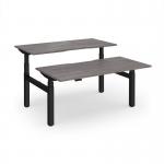 Elev8 Luxe Sit-Stand Back-To-Back Desks 1600mm x 800mm - Black Frame Grey Oak Top EVLB-1600-K-GO