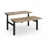 Elev8 Luxe Sit-Stand Back-To-Back Desks 1600mm x 800mm - Black Frame Kendal Oak Top EVLB-1600-K-KO