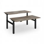 Elev8 Luxe Sit-Stand Back-To-Back Desks 1600mm x 800mm - Black Frame Nebraska Oak Top EVLB-1600-K-NO