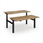 Elev8 Luxe Sit-Stand Back-To-Back Desks 1600mm x 800mm - Black Frame Oak Top EVLB-1600-K-O