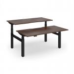Elev8 Luxe Sit-Stand Back-To-Back Desks 1600mm x 800mm - Black Frame Walnut Top EVLB-1600-K-W