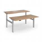 Elev8 Luxe Sit-Stand Back-To-Back Desks 1600mm x 800mm - Silver Frame Beech Top EVLB-1600-S-B