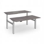 Elev8 Luxe Sit-Stand Back-To-Back Desks 1600mm x 800mm - Silver Frame Grey Oak Top EVLB-1600-S-GO