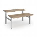 Elev8 Luxe Sit-Stand Back-To-Back Desks 1600mm x 800mm - Silver Frame Kendal Oak Top EVLB-1600-S-KO