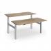 Elev8 Luxe Sit-Stand Back-To-Back Desks 1600mm x 800mm - Silver Frame Kendal Oak Top EVLB-1600-S-KO