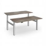 Elev8 Luxe Sit-Stand Back-To-Back Desks 1600mm x 800mm - Silver Frame Nebraska Oak Top EVLB-1600-S-NO
