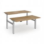 Elev8 Luxe Sit-Stand Back-To-Back Desks 1600mm x 800mm - Silver Frame Oak Top EVLB-1600-S-O