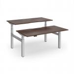 Elev8 Luxe Sit-Stand Back-To-Back Desks 1600mm x 800mm - Silver Frame Walnut Top EVLB-1600-S-W